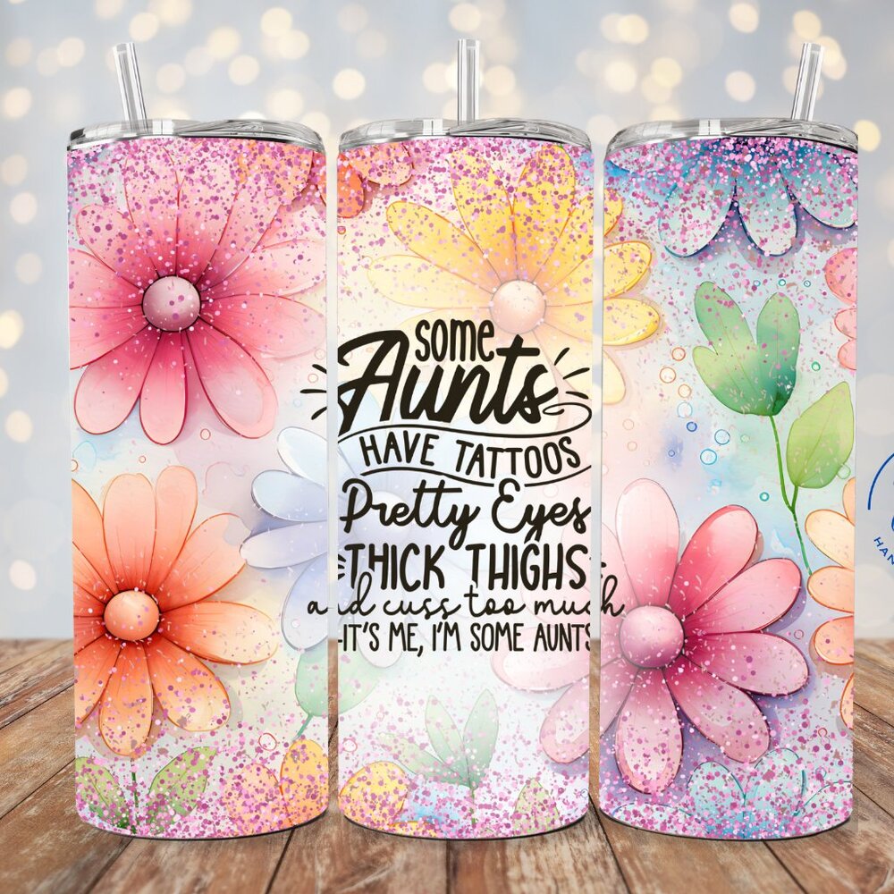 Floral Aunt Tumbler, Aunt Birthday Gift, Cool Aunt Cup, Boho Flowers Travel Mug